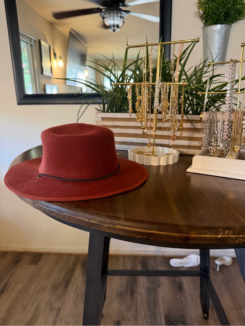 NWT A New Day 100% Wool Rust Wide Brim Fedora Hat | Tassel Detail
